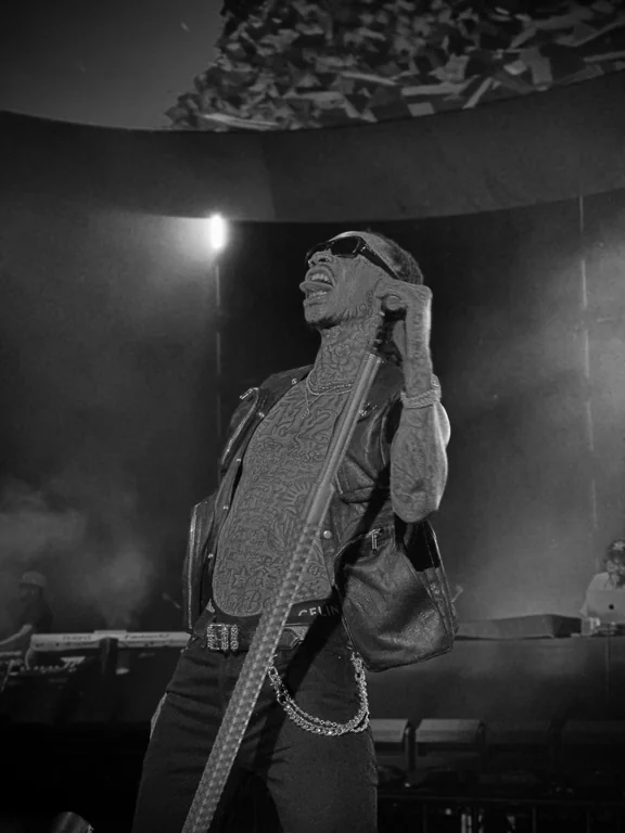 Black-and-white Taylor Gang concert photograph